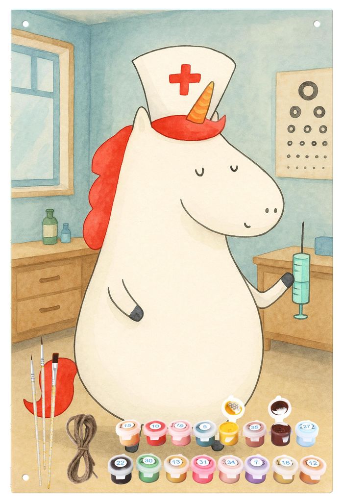 Mr. & Mrs. Panda Malen nach Zahlen Einhorn Krankenschwester Design - Weiß - Geschenk, Krankenhaus, Unicorn, Ärztin, zahlenmalerei, set, Krankenpf...