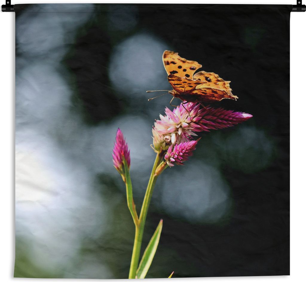 MuchoWow Wandteppich Wandbehang Schmetterling - Blumen - Insekten 60x60 cm Tapisserie Dekoration Wandtuch - Dekorationen - Wand Decke