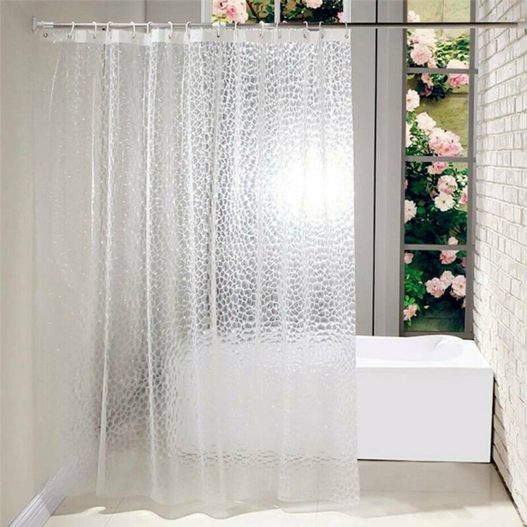 180*200cm Bad Duschvorhang Wasserwürfel Badewannenvorhang Transparent Kunststoff 