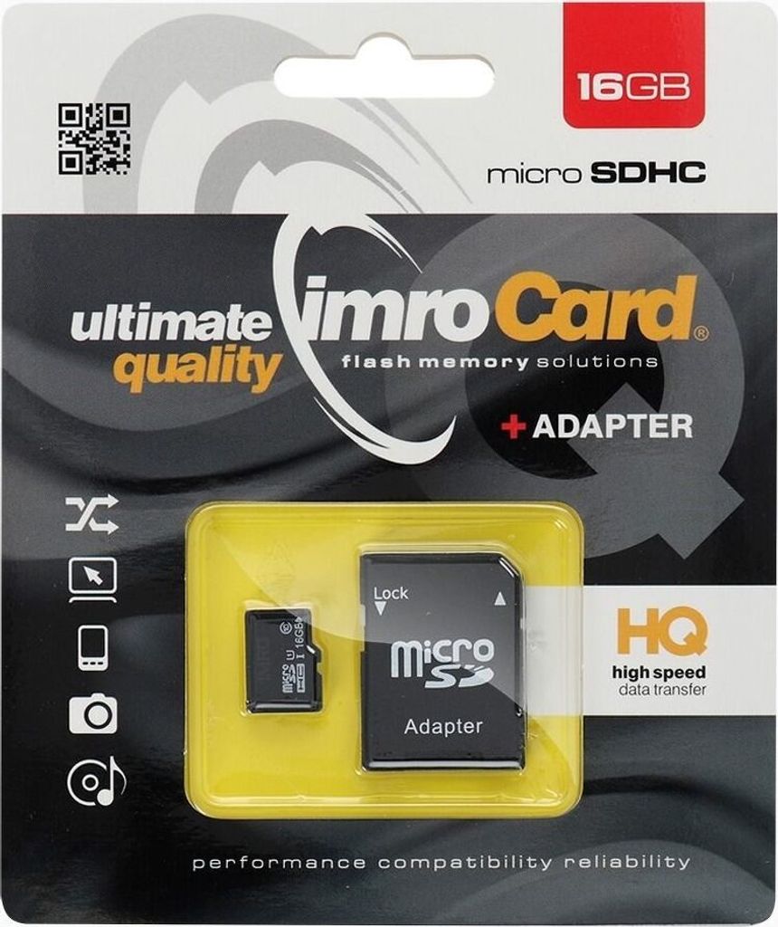 IMRO 10/16G UHS-I ADP, 16 GB, MicroSDHC, Trieda 10, UHS-I, Obrázok produktu 