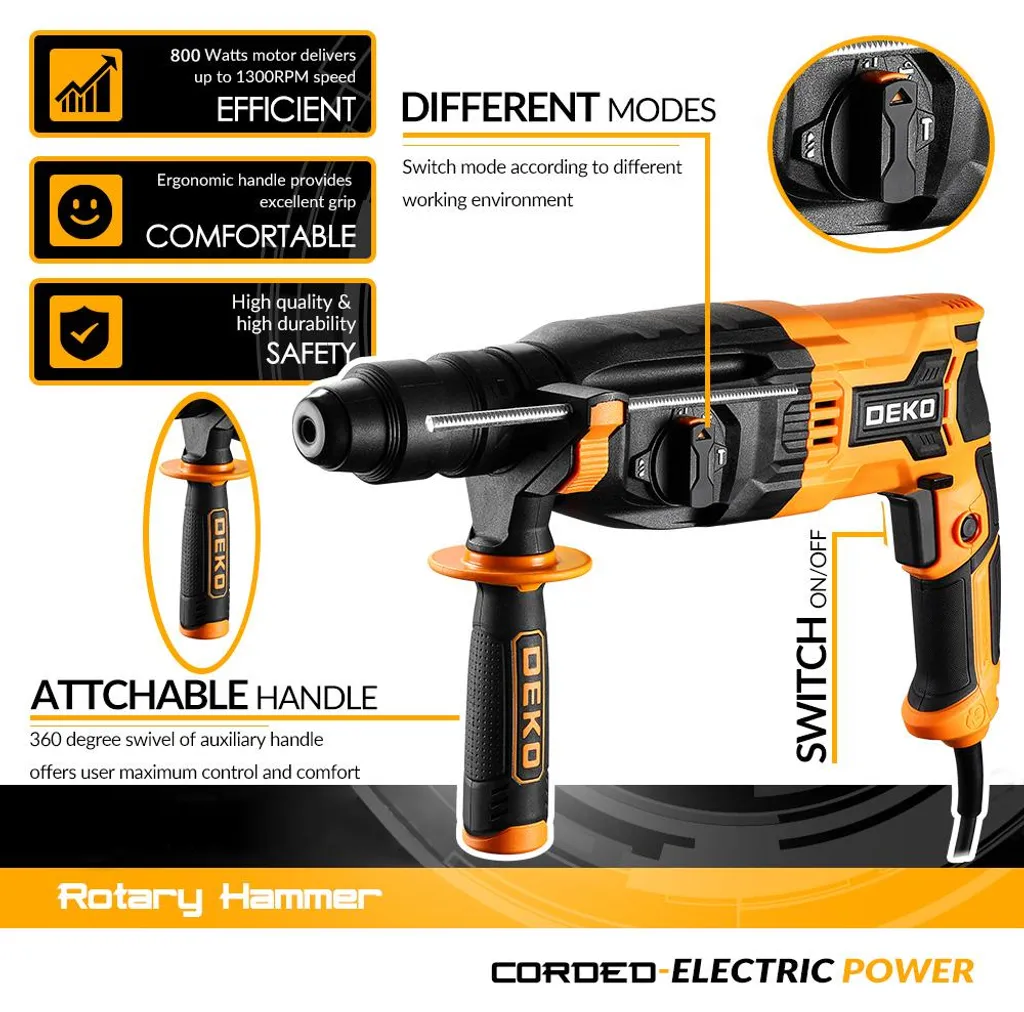 Marteau perforateur électrique DKRH26XL80-ST avec 4 fonctions intégrées - 3