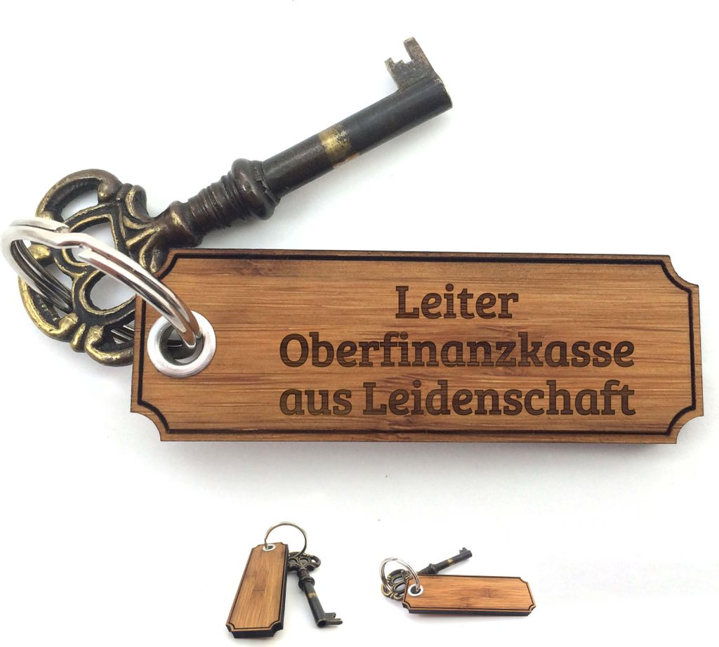 Mr. & Mrs. Panda Schlüssel Anhänger Leiter Oberfinanzkasse - Bambus - Geschenk, Gravur, Abschluss, Schlüsselanhänger aus Holz, Geschenke, tasch...