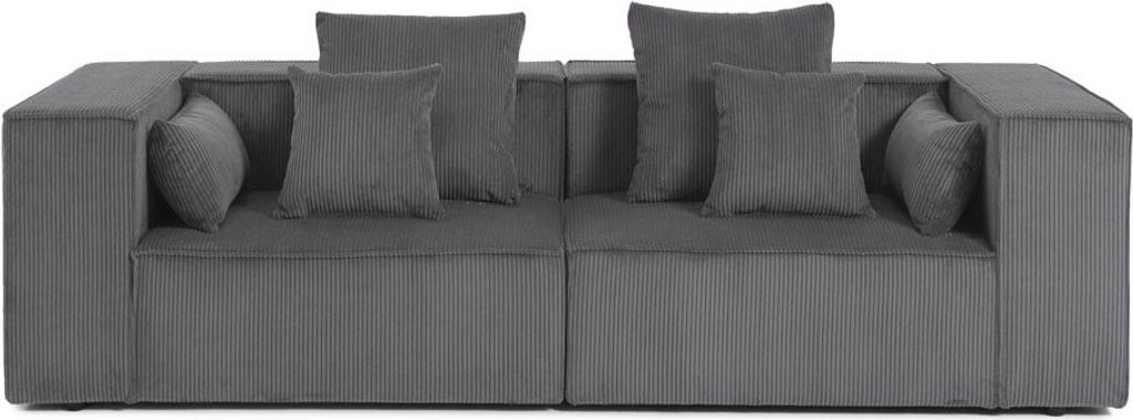 Lisa Design Colombine - modulares Sofa rechts - 2 Sitzplätze - aus Cordstoff , Dunkelgrau