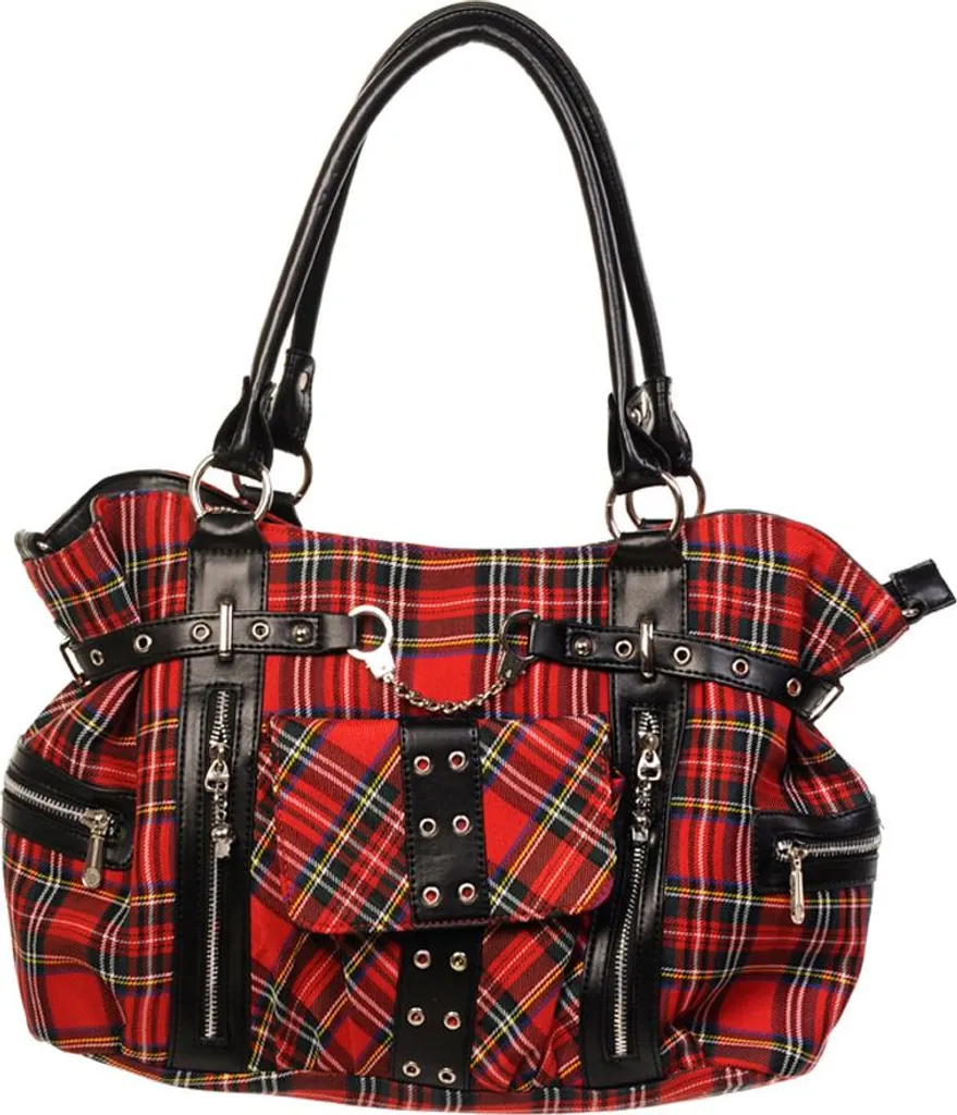 Sac à bandoulière Tartan rouge rétro pour femme avec finitions cuir