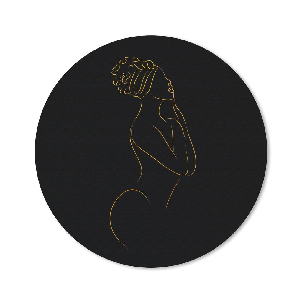 MuchoWow Mauspad Mousepad Frau - Hut - Schwarz und Gold 50x50 cm - Mousepads - Maus Mat - Pad - Mausunterlage - Vinyl