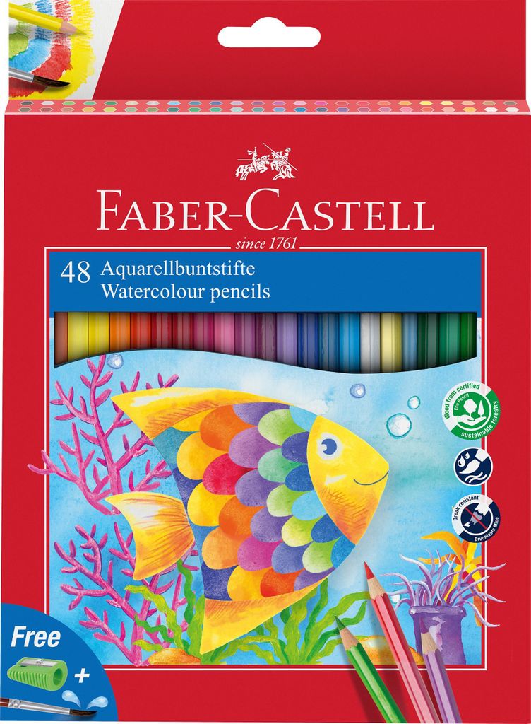 FABER-CASTELL Buntstift Kinder Aquarell 48erKartonetui Produktbild 