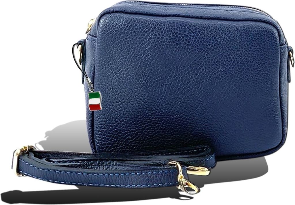 Florence Leder Tasche Damen Umhängetasche blau 22x9x15cm inklusive Italien Flagge D2OTF809B
