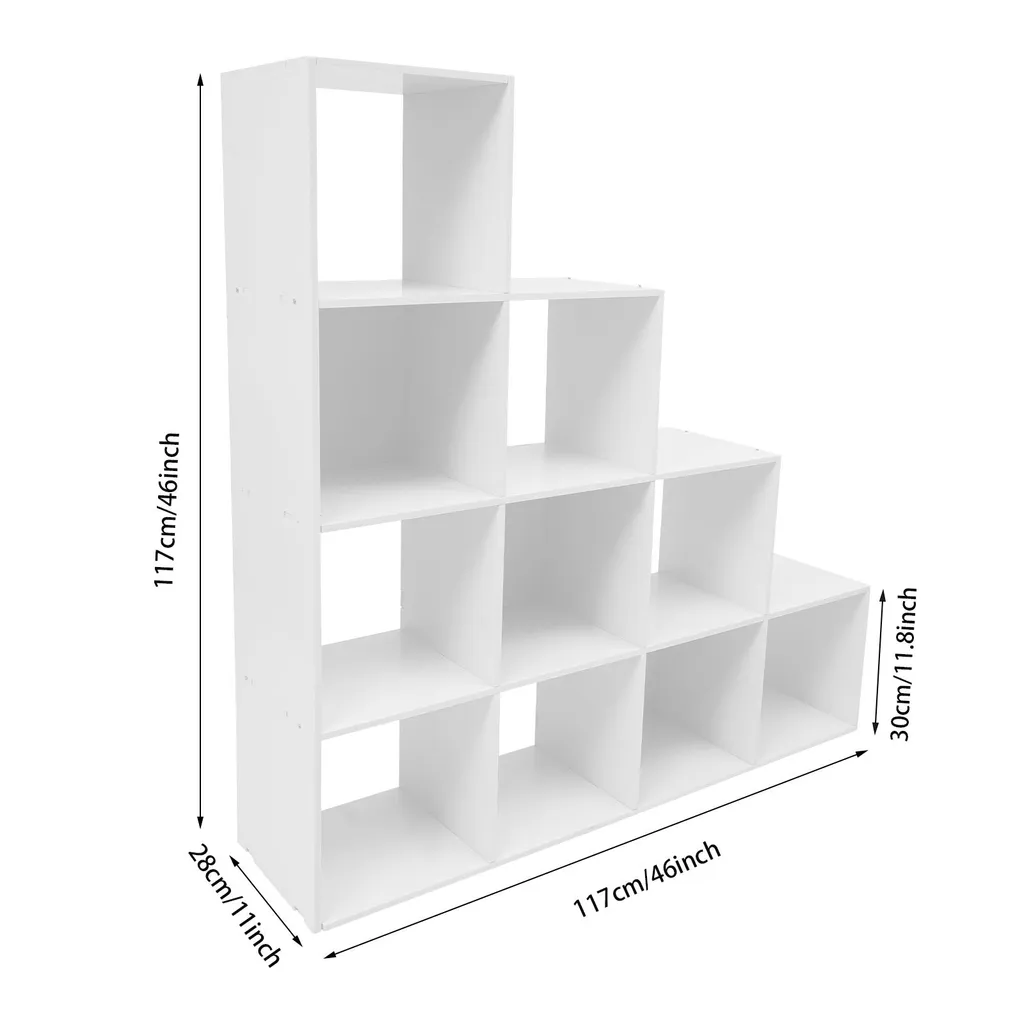 Bibliothèque d'angle blanche 10 cases pour salon et bureau design moderne - 2