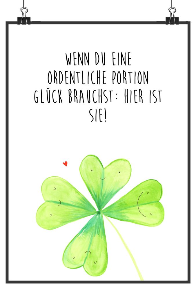 Mr. & Mrs. Panda Bild Blume Kleeblatt Motiv DIN A5 - Weiß - Geschenk, Jobwechsel, Glücksbringer, Glück, Kunstdruck, Plakat, wanddeko, drucke, Ga...