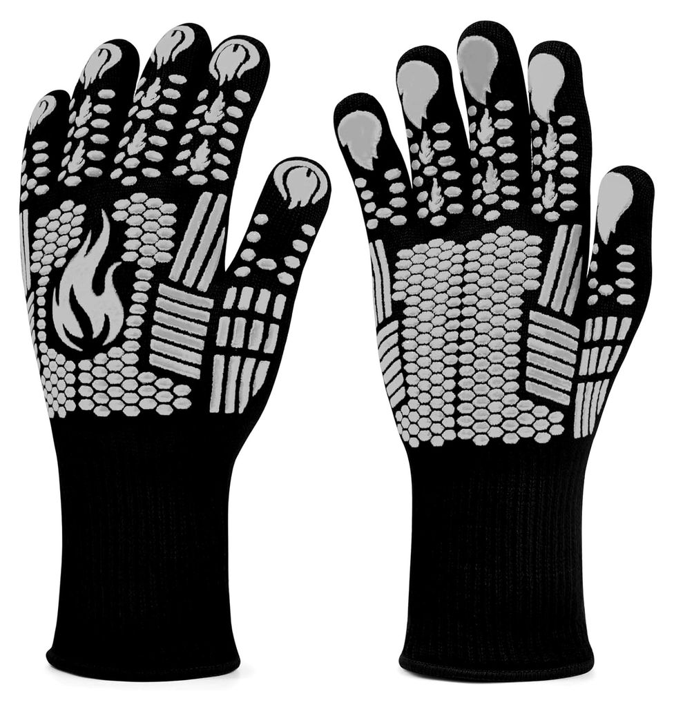 Hitzebeständige Grillhandschuhe, Ofenhandschuhe, rutschfeste Silikon - Feuerfeste Handschuhe, BBQ Handschuhe, Kochhandschuhe