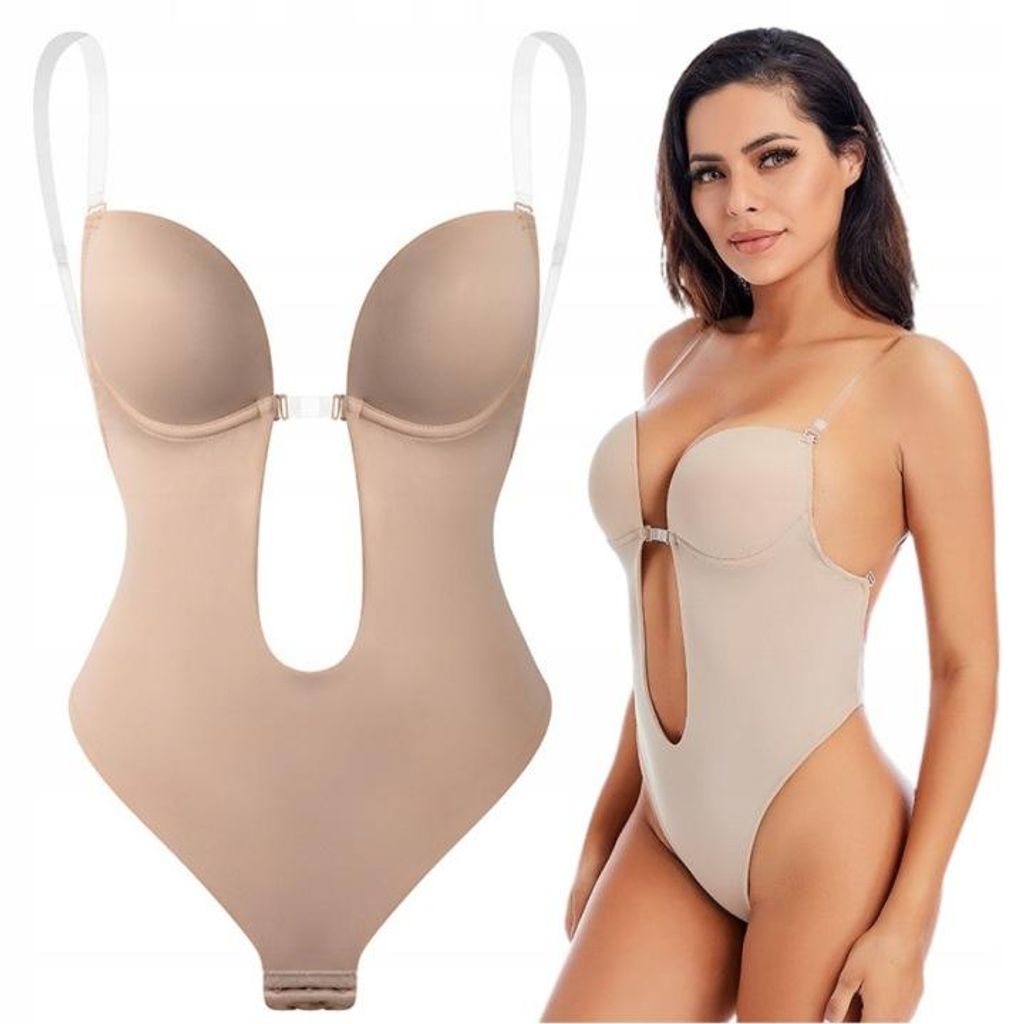 Shapewear Body Beige Größe L, nahtloser Body mit Push-up, Produktbild 