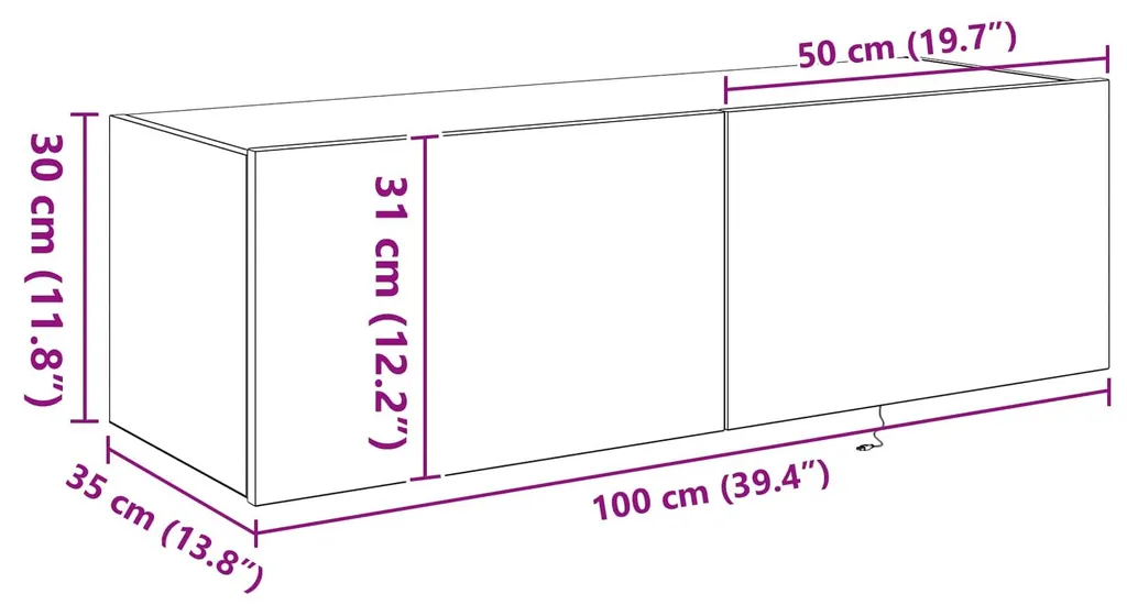 Solution Rangement TV Mural Lot de 2 modules bois 100x35x31 cm vidaXL - 7