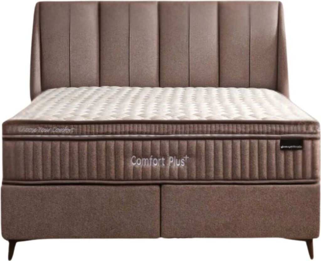 Villa Möbel Bett Set ComfortPlus 180x200 Braun, Bett (ohne Matratze), Bett mit Stauraum