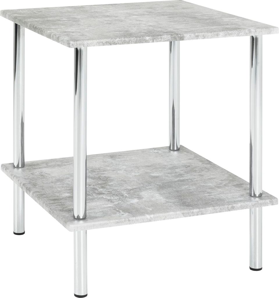 HAKU Beistelltisch betonoptik, chrom - MDF, Metall, B/H/T: 39x45x39 cm