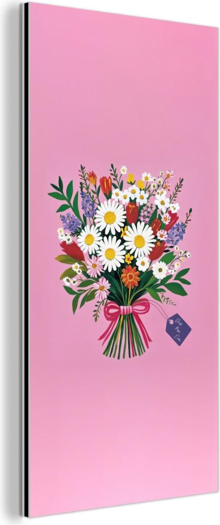 MuchoWow Wanddekoration Metall Metallbild Wandkunst 20x40 cm Blumen - Zitat - Karte - Bunt MuchoWow Aluminium Gemälde - Aluminium Gemäldes