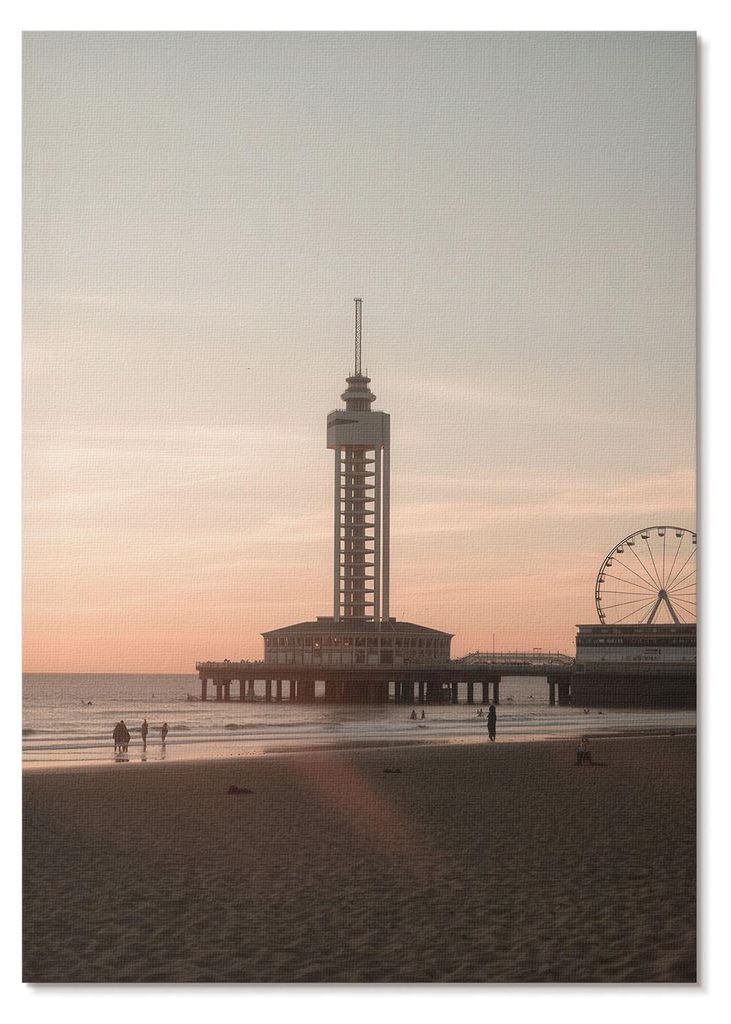 POSTER - 21x29 cm (A4) - Kalio - Strandturm, pastellfarbener Himmel, Rundumblick - Wandbild für Wohnzimmer Schlafzimmer & Flur, Modernes Poster Wa...