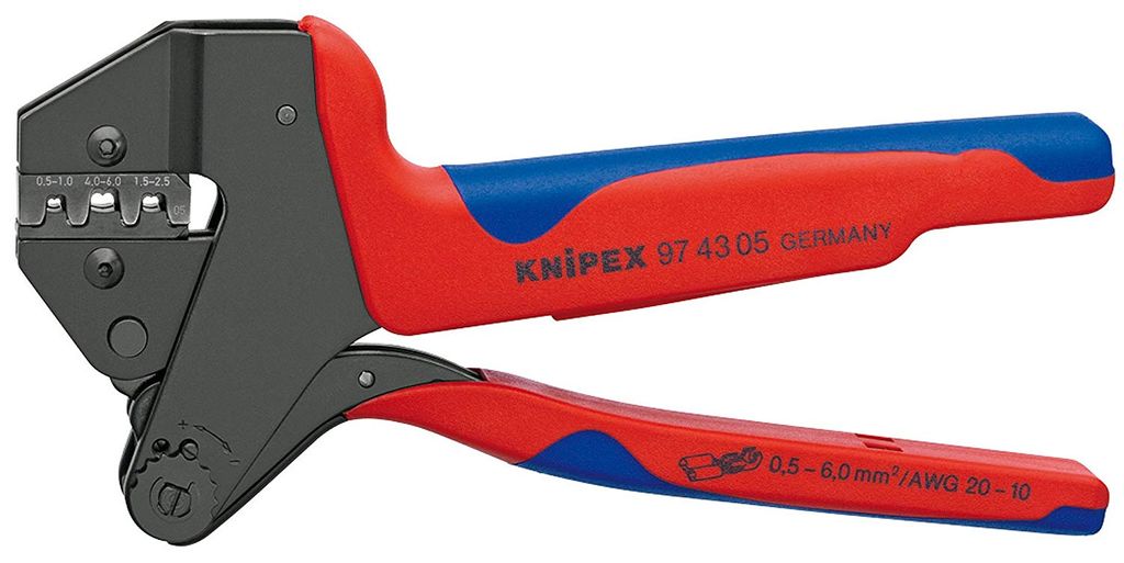 Knipex Crimp-Systemzange Länge 200mm mit Crimpeinsatz für unisol.offene Steckverbinder - 97 43 05