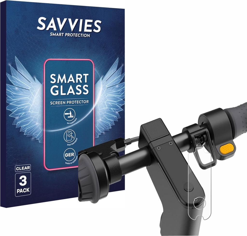 3x Savvies Schutzglas Folie für Segway Ninebot KickScooter MAX G2D 9H Panzer Schutzfolie Glas Displayschutz klar transparent