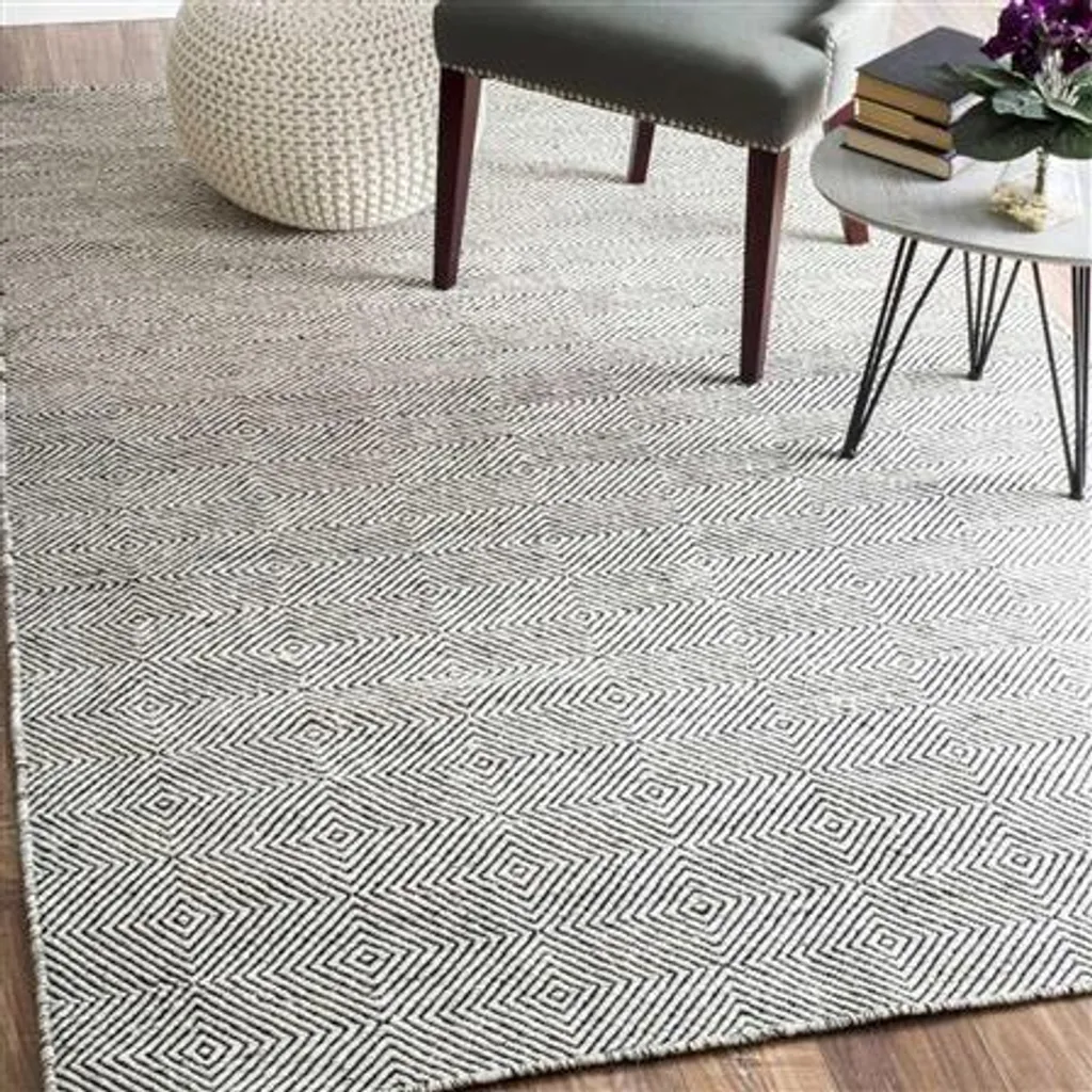 Diamant Plat 08 Bleu Foncé 100x150 cm - Tapis Résistant Facile à Nettoyer