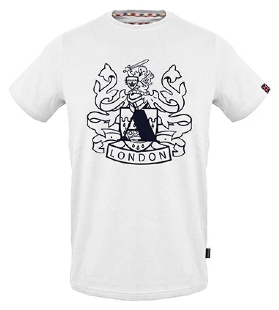 Aquascutum - "London" T-Shirt für Herren GT19266 (S) (Weiß)