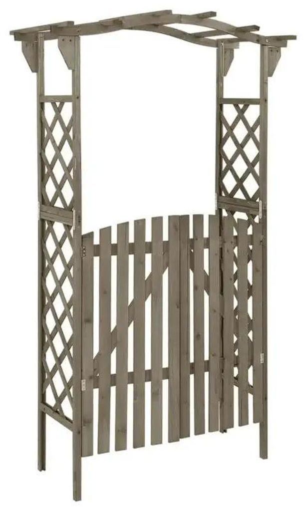 Garten Pergola mit Tor - Rankbogen für Kletterpflanzen - Kunststoffrahmen - 116x40x204 cm - Grau