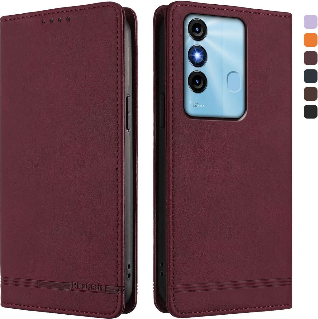 Hülle für itel P38/itel S17/itel Vision 3, Retro Kunstleder Ständer Klapphülle mit Kartenfächer und Magnetische Rot