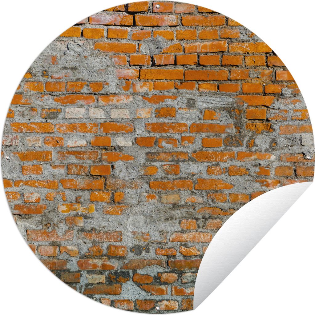 MuchoWow Gartenposter Outdoor-Poster Rund Mauer - Stein - Ziegel Ø 60 cm Gartendeko Rundes Poster draußen