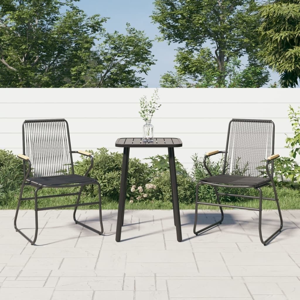 The Living Store Gartenstühle 2 Stk. Schwarz 58x59x85,5 cm PVC Rattan