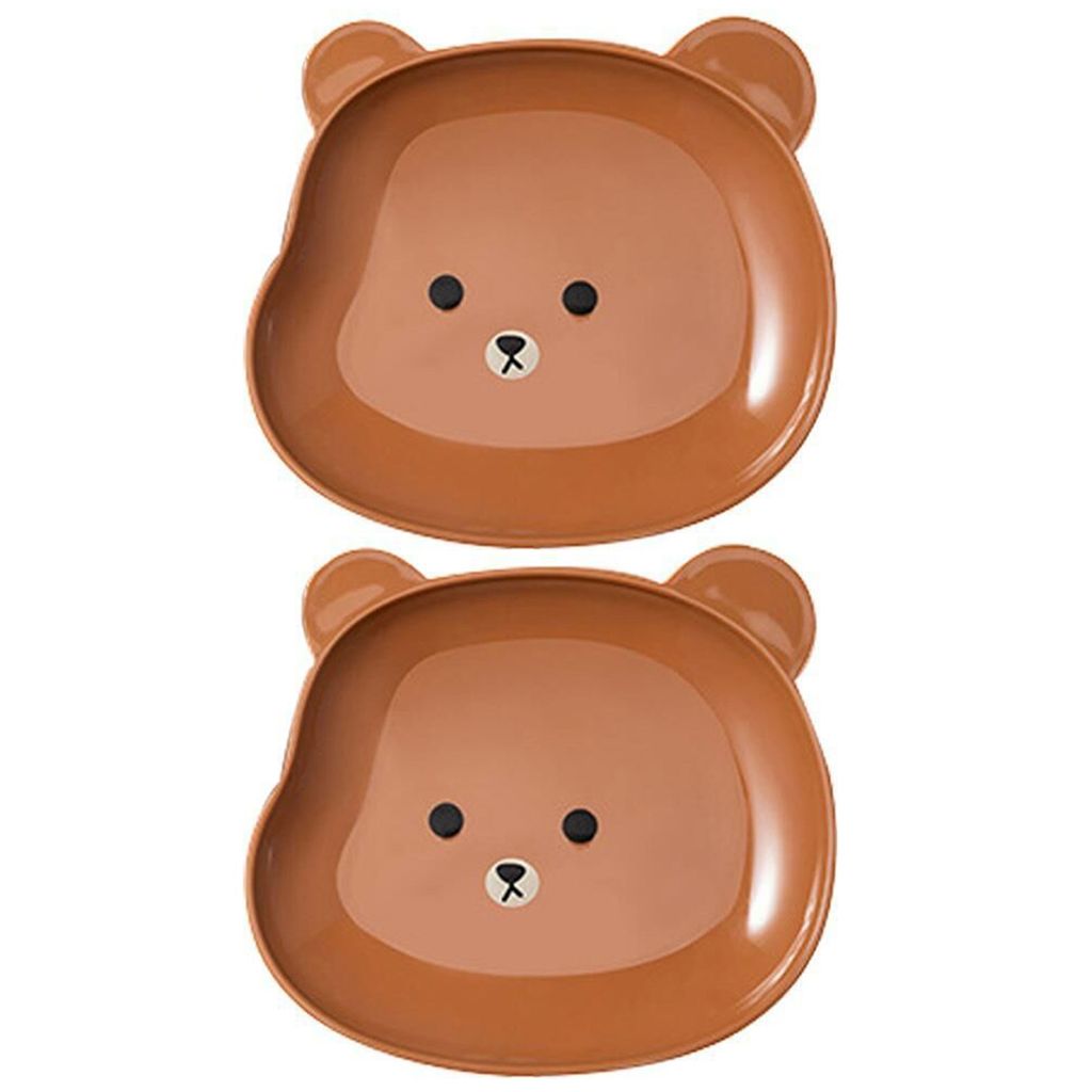2 Stück Snackteller, leicht zu reinigen, Kunststoff, Cartoon-Bär-Form, Soßenteller, Teller, Geschirr, Küchenhelfer