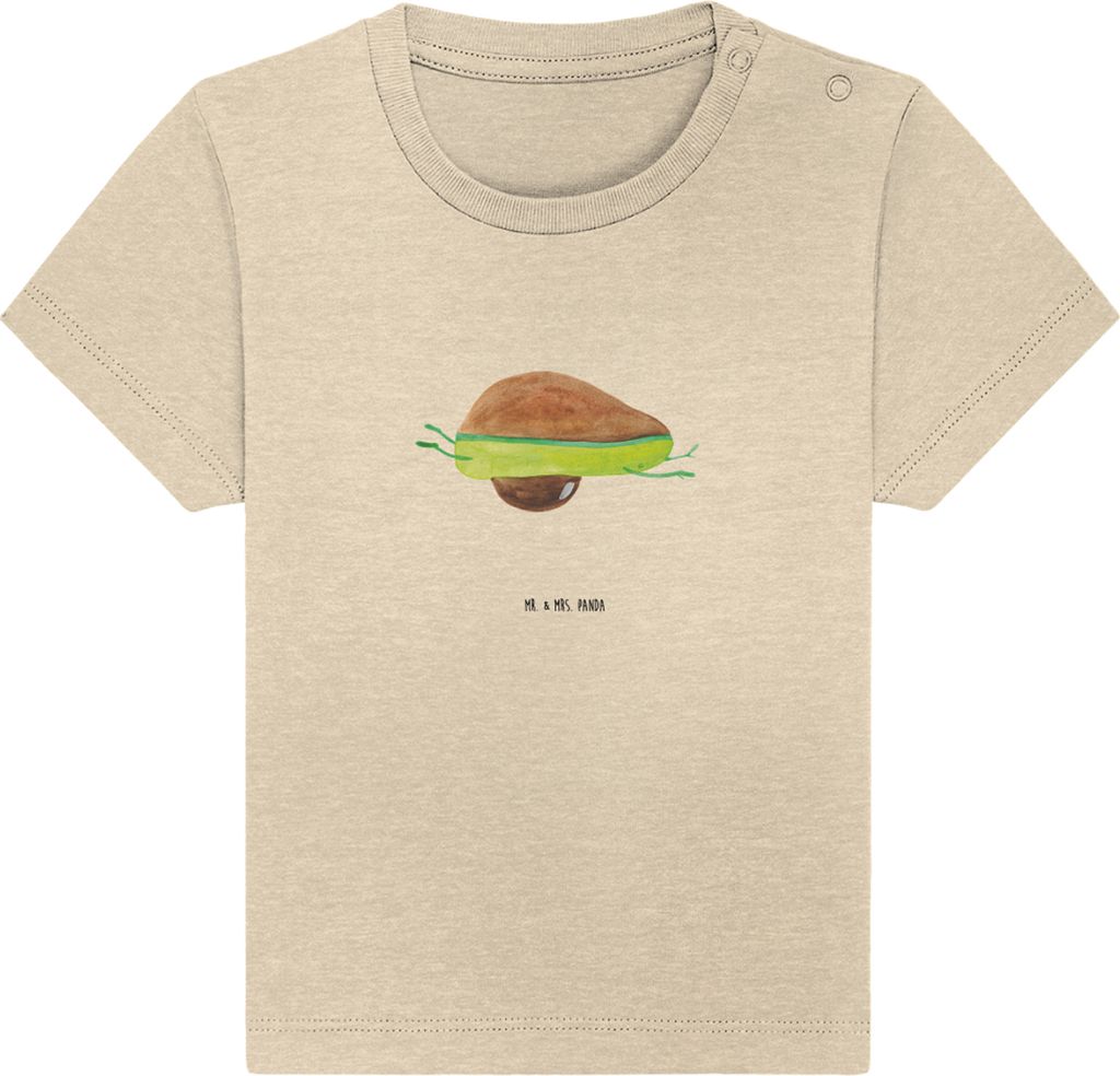Mr. & Mrs. Panda Babyshirt Avocado Yoga 0. - 6. Monat - Natural Raw - Geschenk, Baby Jerseyshirt, Bauch, Haha, T-Shirt, Kinder Top, Humor, Sport, S...