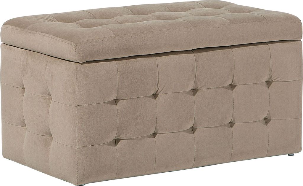BELIANI Hocker Hellbraun Samt Rechteckig mit Stauraum Deckel Steppung Modern Sitzbank Bettbank Fußbank Fußhocker Schemel Schlafzimmer Wohnzimmer ...