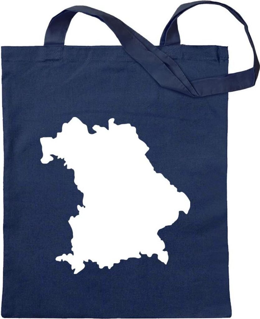 Kiwistar - Baumwolltasche - dunkelblau - Bayern Deutschland Silhouette - Tragetasche Stoffbeutel Umhängetasche Langer Henkel