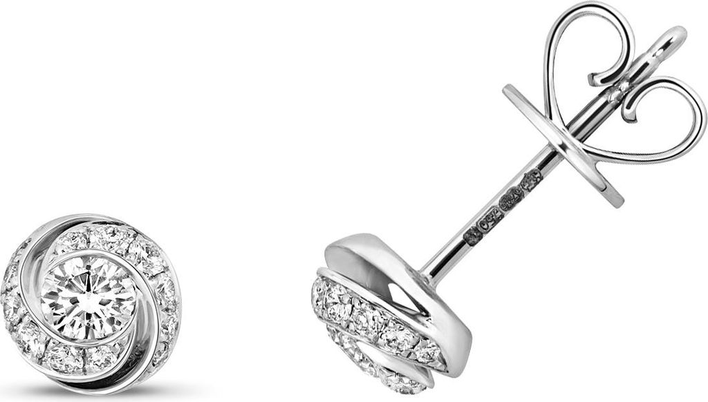 Schöne 18 Karat (750) Weißgold Damen - Diamant Paar Ohrstecker Brillant-Schliff 0.38 Karat G - VS - 6mm*6mm; TRS15743