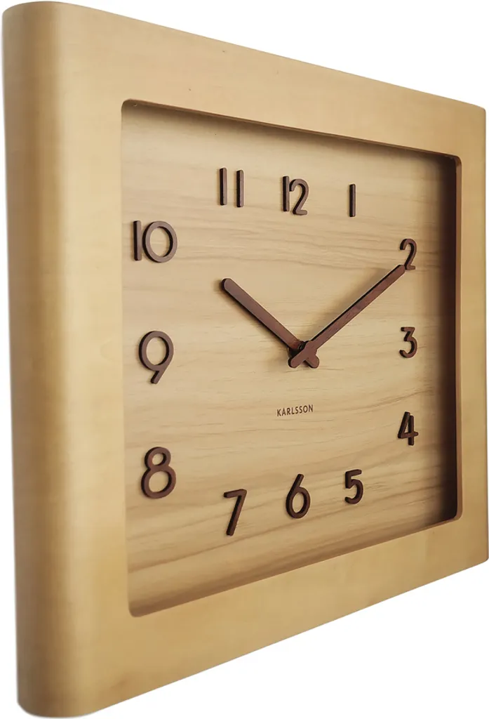 Horloge murale bois clair silencieuse - Karlsson Sole Squared Frame