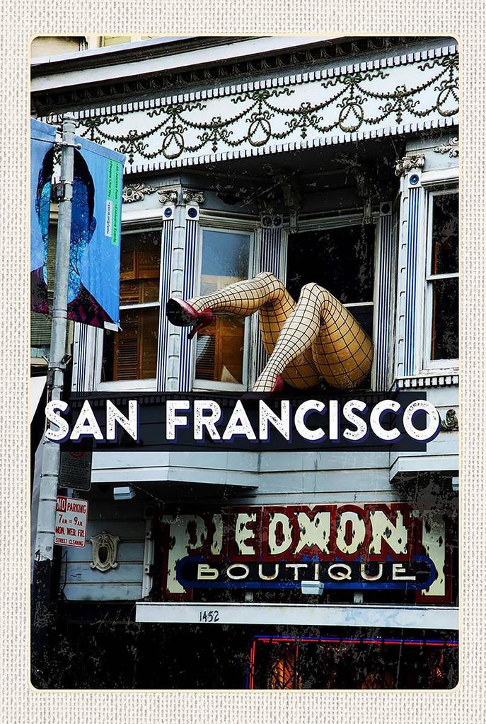 vianmo Holzschild 18x12 cm San Francisco Piedmon Boutique Bildmotiv Reisemotiv Abenteuer Reisen