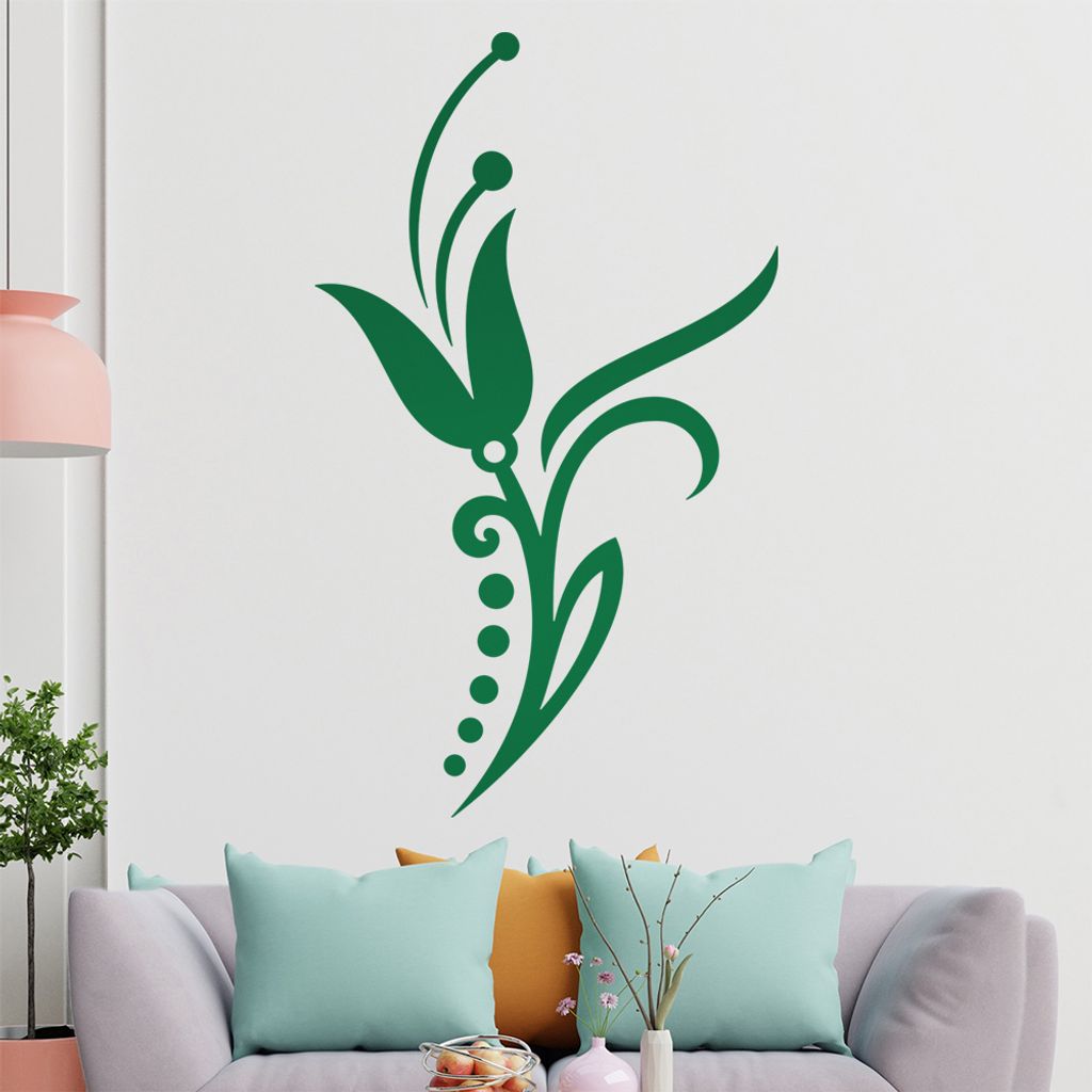 Blume - Linien Punkte Wandtattoo in 6 Größen - Wandaufkleber Wall Sticker - Dekoration, Küche, Wohnzimmer, Schlafzimmer, Badezimmer