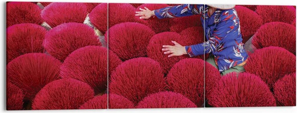 Bild auf Leinwand - Leinwandbild - 3 Teile - Trocknen Weihrauch Vietnam - 150x50cm - Wand Bild - Wanddeko - Wandbilder - Leinwanddruck - Bilder - W...
