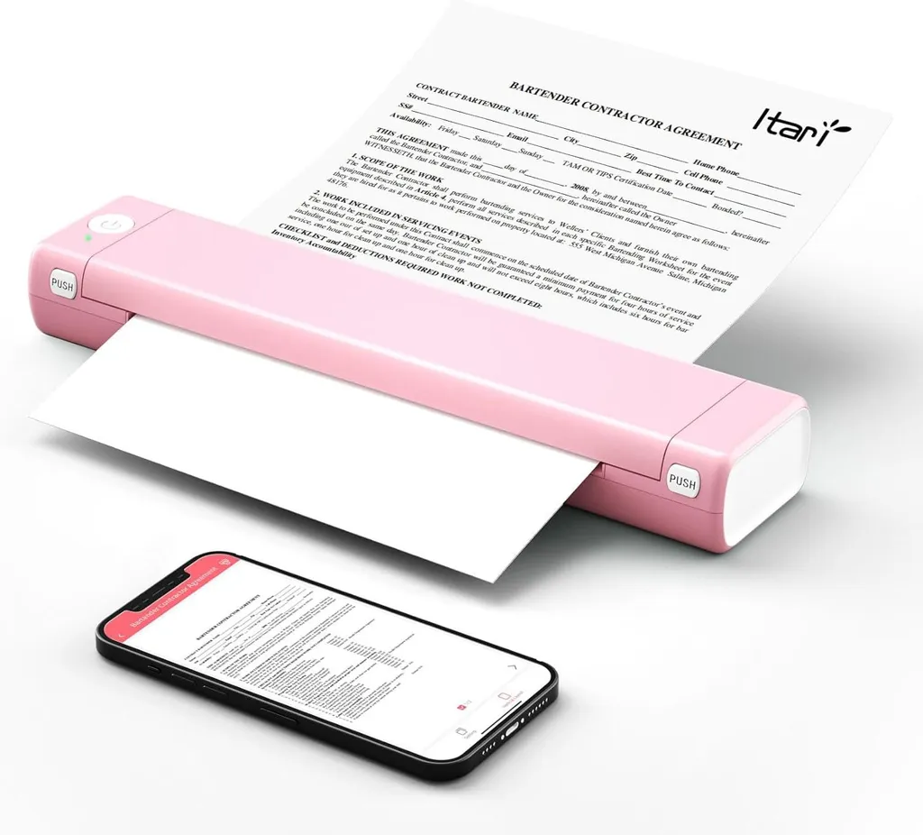 Phomemo M08F Imprimante thermique portable A4 Rose Bluetooth sans fil