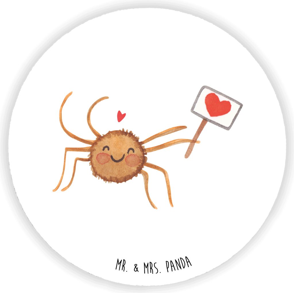 Mr. & Mrs. Panda Rund Magnet Spinne Agathe Motivation - Weiß - Geschenk, Vertrauen, Dankeschön, Glück, küchenmagnet, rundmagnet, Liebe, Kühlsc...