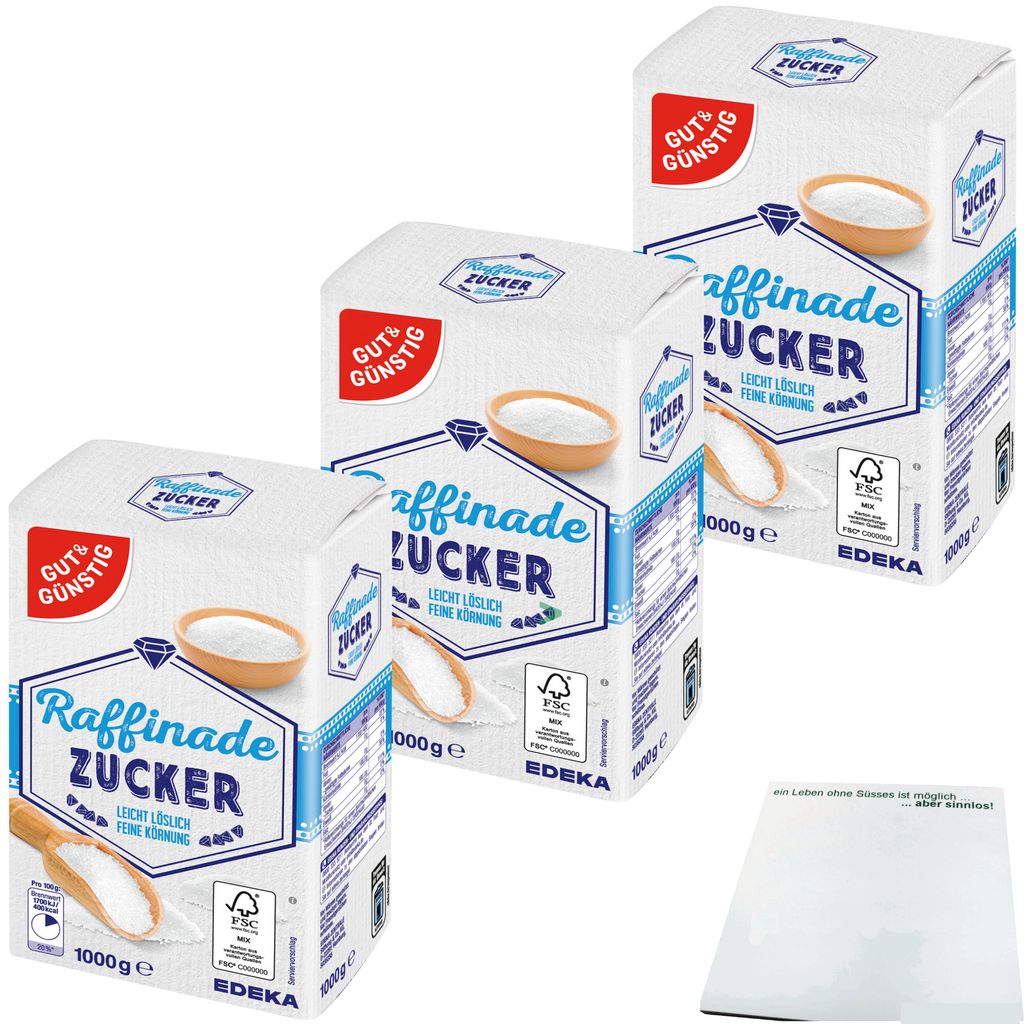 Gut & Günstig Raffinade Zucker leicht löslich feine Körnung Produktbild 