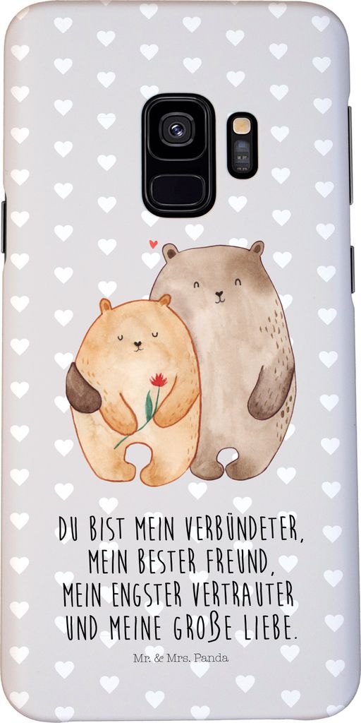 Mr. & Mrs. Panda Samsung Galaxy S9 Handyhülle Bären Liebe - Grau Pastell - Geschenk, Smartphone Hülle, Beziehung, Ehe, Verknallt, Kuscheln, Cove...