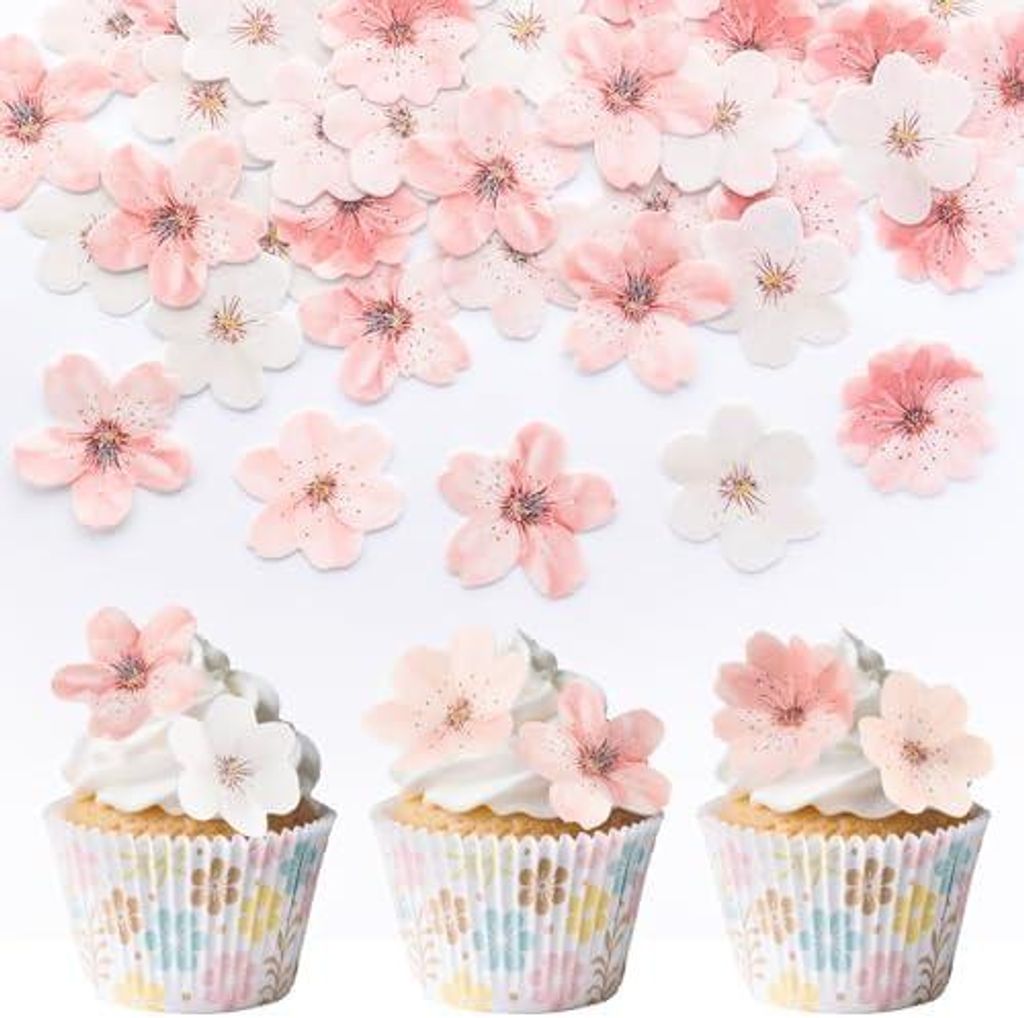 150 Stš¹ck Kirschblš¹te Tortendeko Essbar, Rosa Blume Produktbild 