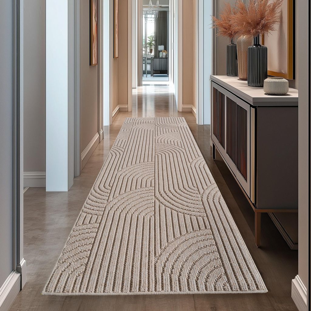 Teppium Tapis Couloir 80x250 cm Beige Design Bohème Bouclé Image du produit 