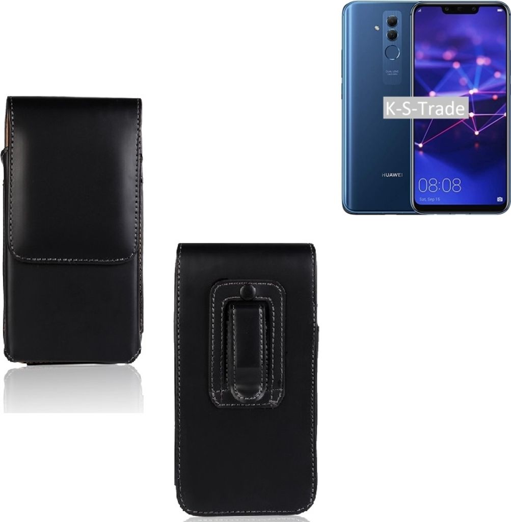 K-S-Trade Gürteltasche kompatibel mit Huawei Mate 20 Lite Schutz-Hülle Handy-Hülle mit Magnetverschluss Holster in schwarz