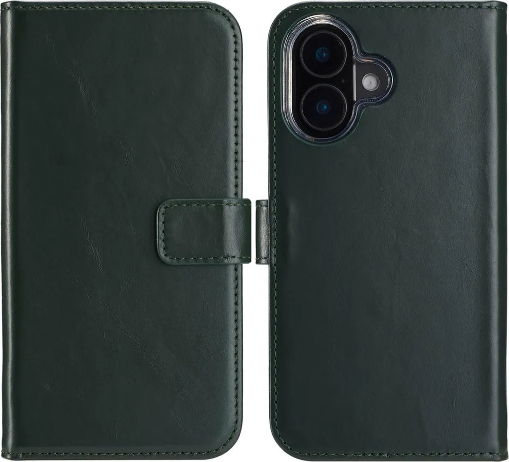 Cover a Libro iPhone 16 Selencia Pelle Verde - Portafoglio Luxury Slim