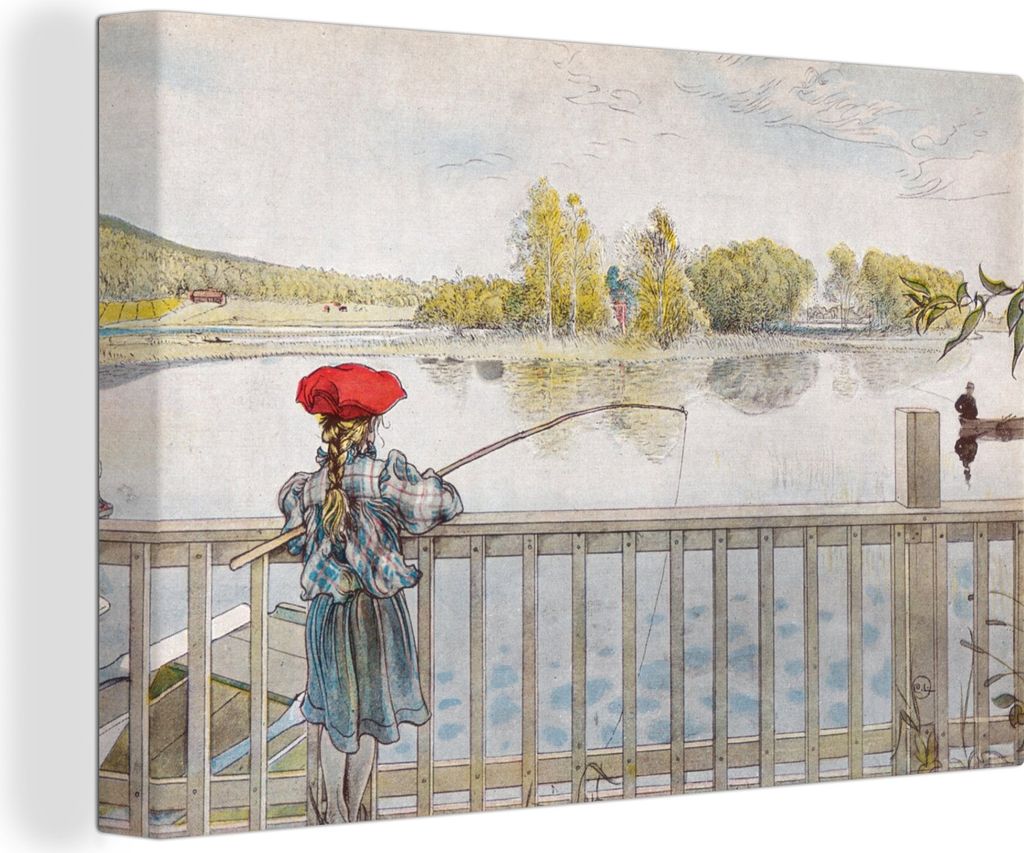 MuchoWow - Leinwandbilder - Lisbeth Angeln - Carl Larsson, Wandbild, Wanddeko Bilder Wohnzimmer, 90x60 cm