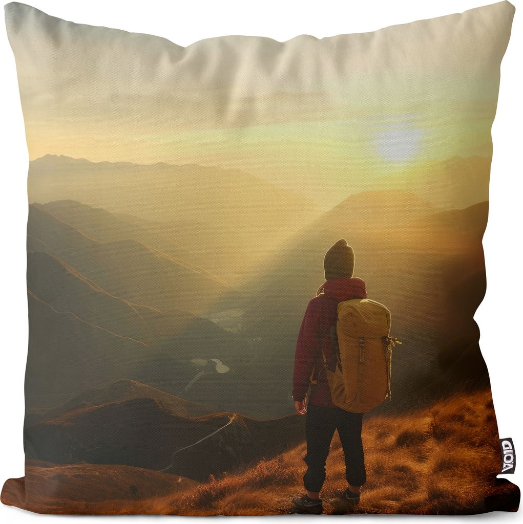 VOID Backpacker Berge Landschaft Kissenbezug Kissenhülle sofa couch wohnzimmer dekoration wasserfest Outdoor Garten Kissen bezug deko