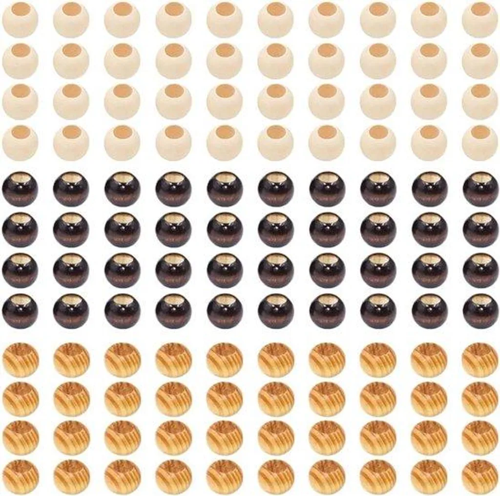 120 Perles en bois naturel grandes et lisses pour enfilage sans effort