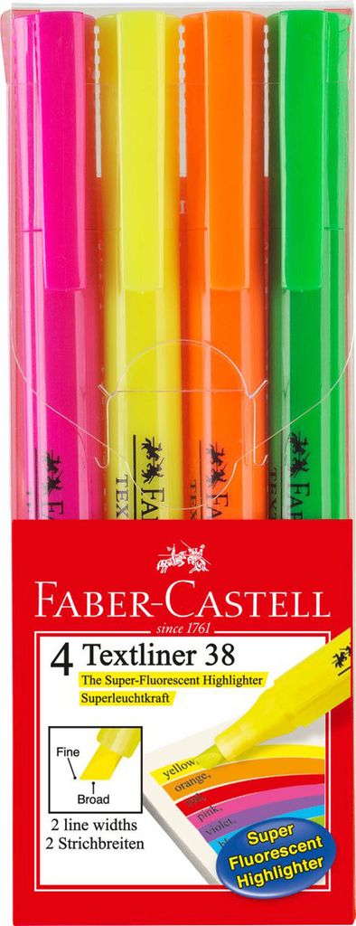 FABER-CASTELL Textmarker TEXTLINER 38 4er Etui