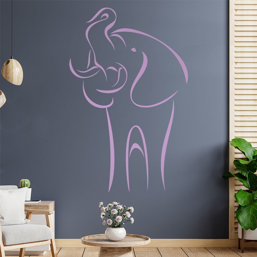 Elefant Linien Wandtattoo in 6 Größen - Wandaufkleber Wall Sticker - Dekoration, Küche, Wohnzimmer, Schlafzimmer, Badezimmer